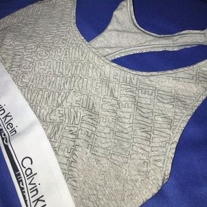 calvin klein silver & gray sports bra